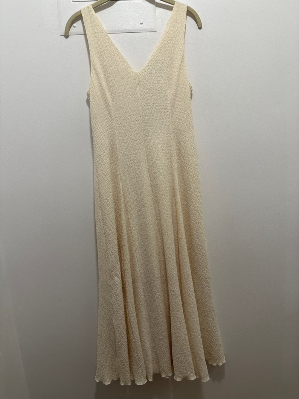 Sleeveless V-Neck Cream Maxi Dress